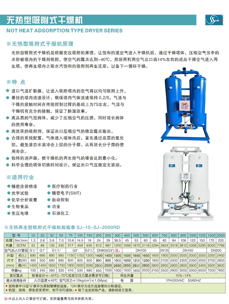 SJ100RD无热吸附式干燥机